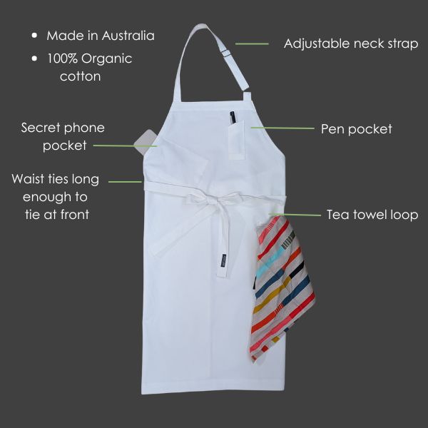 Apron Magic with secret pocket, made from stretchy 100% Organic Cotton