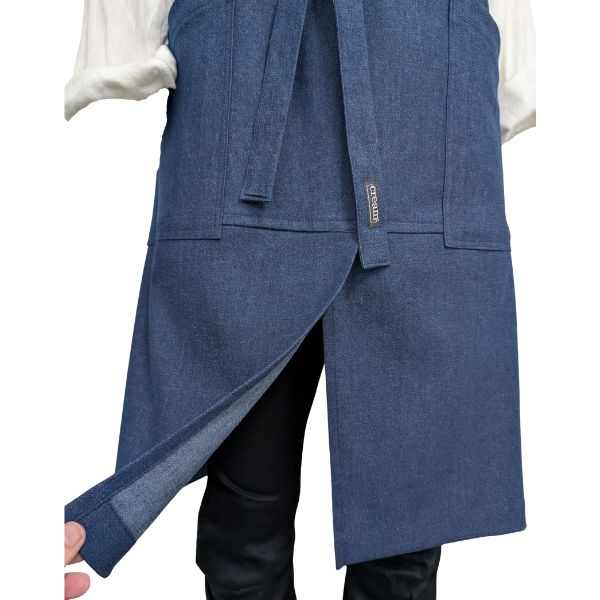 Apron Organic, with split front, made in pure 100% Organic cotton