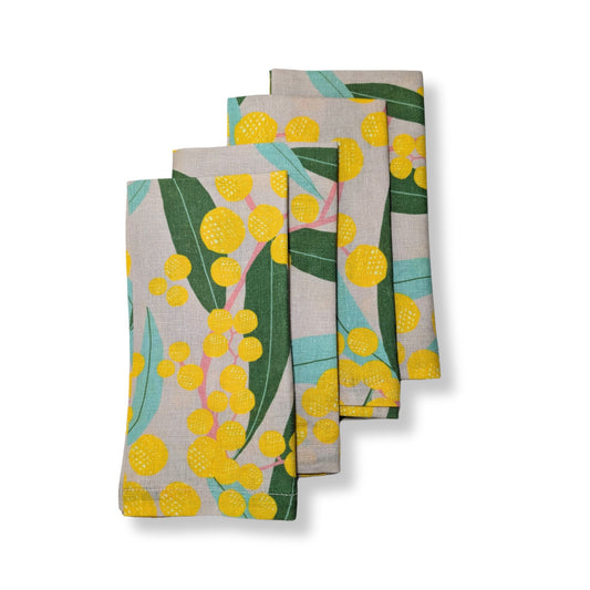 Table Napkin Wattle Flower Set of Four