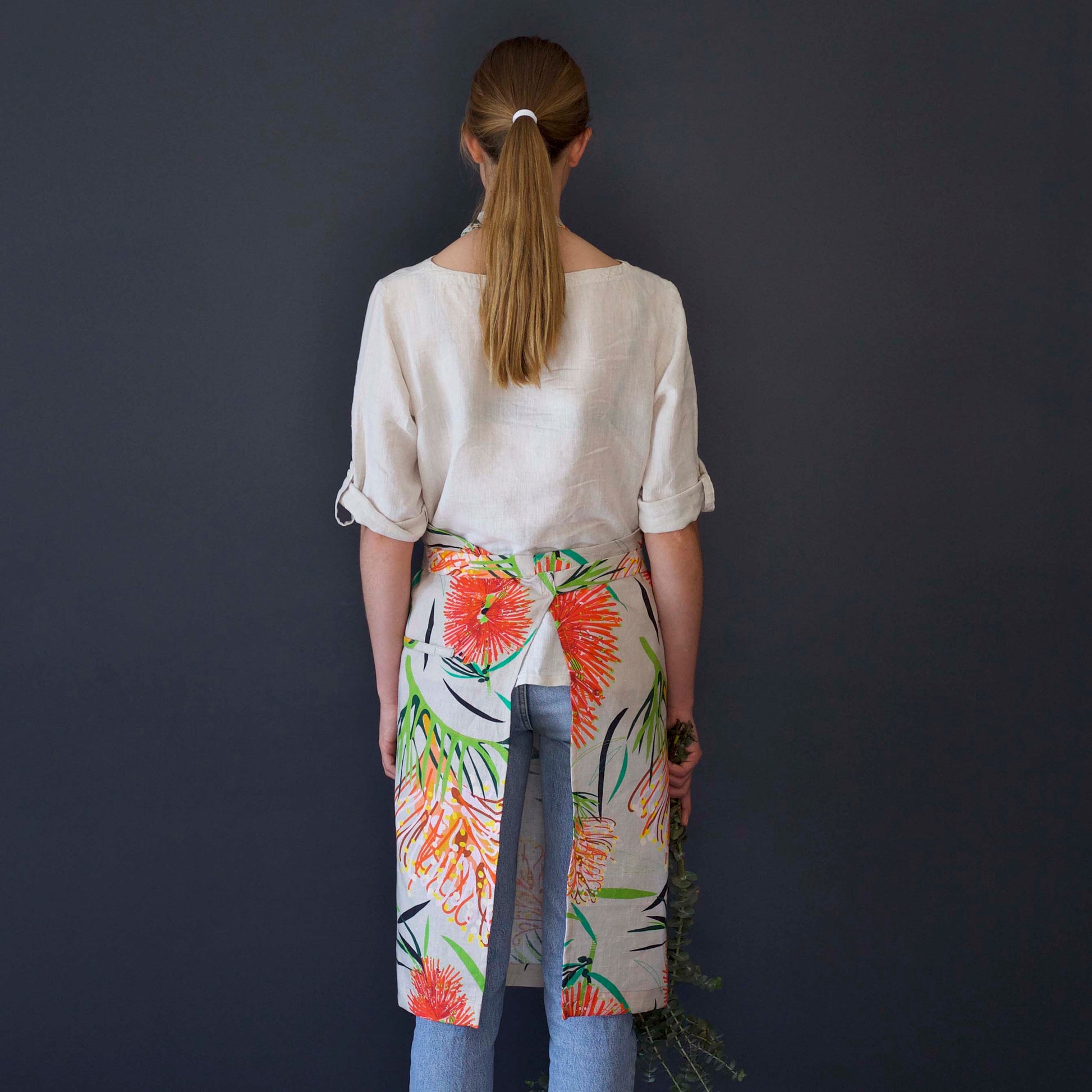 Apron-Kitchen-Magic-Grevillea-Print-Australian-Made-Back